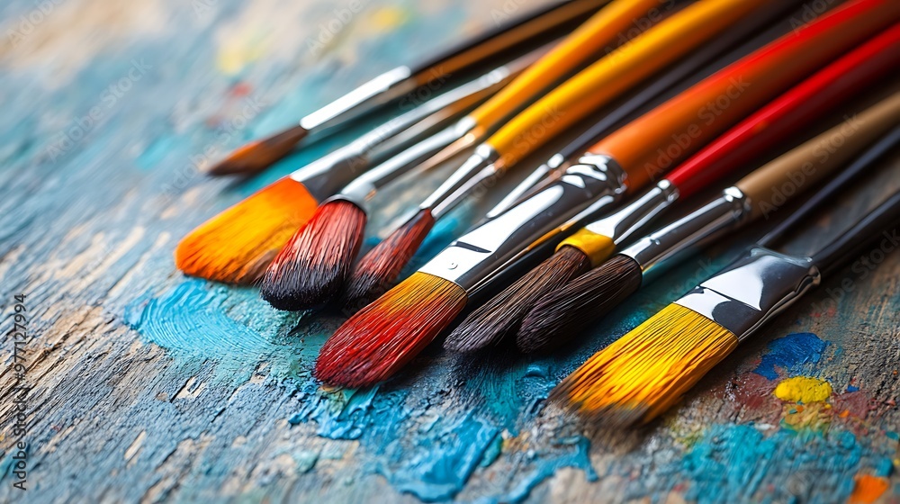 Obraz premium Vibrant Watercolor Paintbrush Ready to Create a Masterpiece 