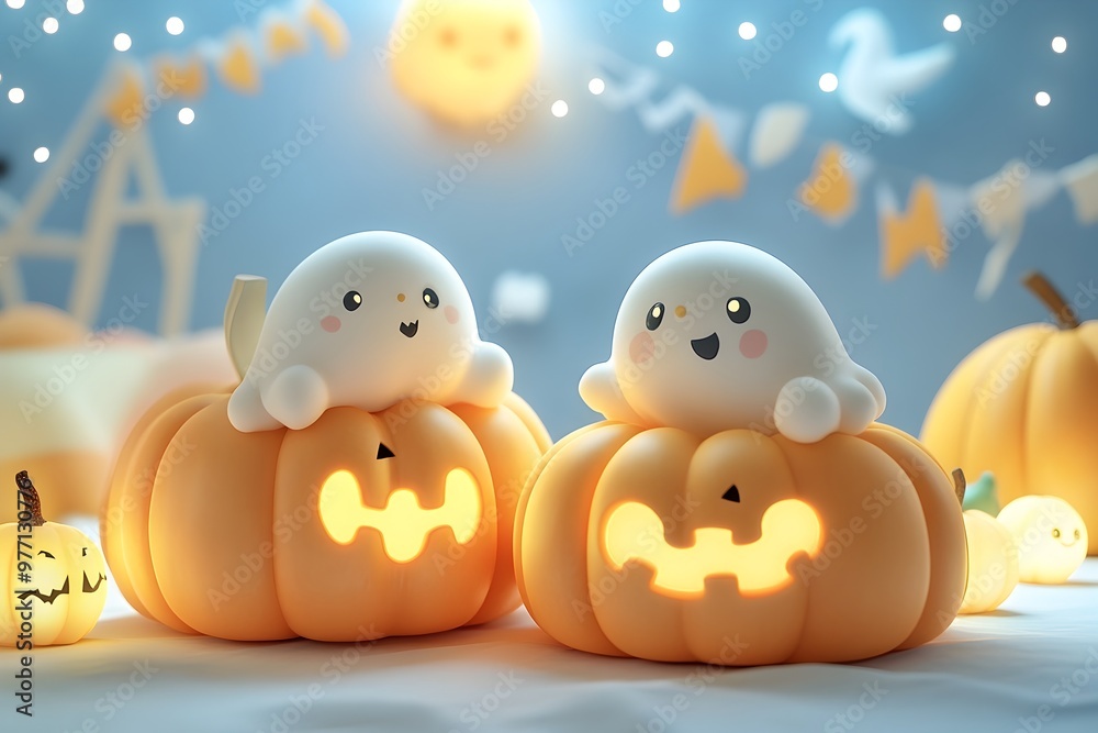 Charming Carved Pumpkins and Friendly Ghost Shaped Nightlights in Festive Halloween Nursery Decor Charming Carved Pumpkins and Friendly Ghost Shaped Nightlights in Festive Halloween Nursery Decor