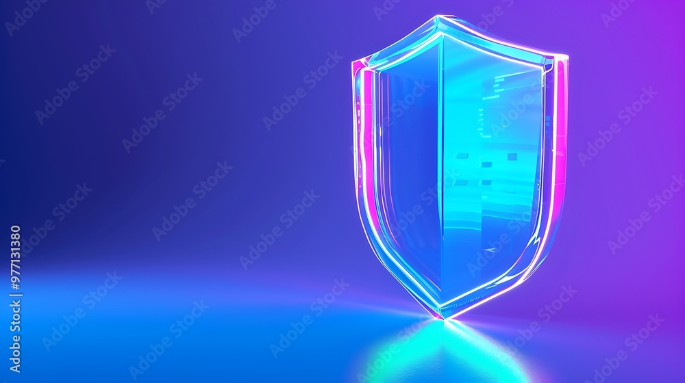 A modern digital shield design illuminated with neon lights, symbolizing security and protection in the digital space. A modern digital shield design illuminated with neon lights, symbolizing security and protection in the digital space.