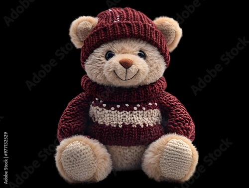 Stuffed Bear in Sweater and Hat