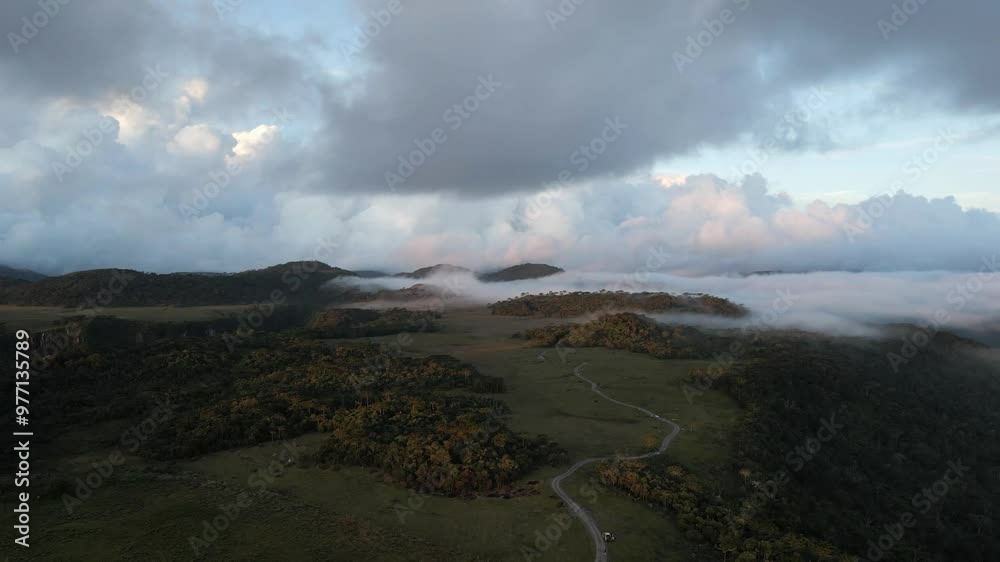 Countryside Landscape With Fields And Vegetation On A Cloudy Day In Brazil - Aerial Shot
