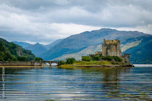 scenic castle on a lake in the scottish highlands 