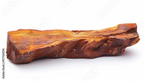 A piece of sandalwood isolated on a white background, capturing the smooth wood grain, earthy scent and organic nature. AI generative