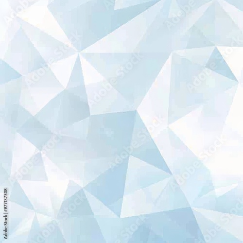 Abstract Geometric Background Minimalistic Design with Light Blue Crystal or Low Poly Triangles.