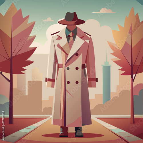 Autumn Vibes Man in Stylish Trenchcoat Embraces the Fall Season