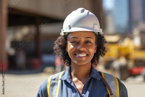 Portrait of a middle aged businesswoman on construction site