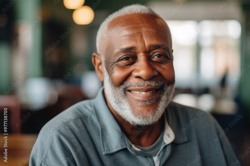 Smiling portrait of a African American senior man in nursing home Smiling portrait of a African American senior man in nursing home