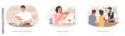 Cocktail preparation isolated cartoon vector illustrations se