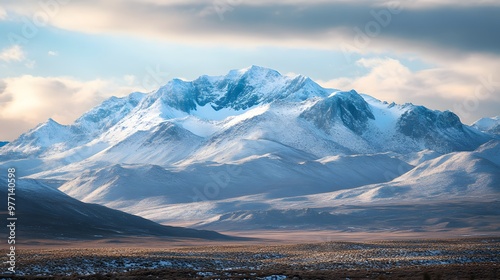 A snowless mountain range during winter due to rising global temperatures photo