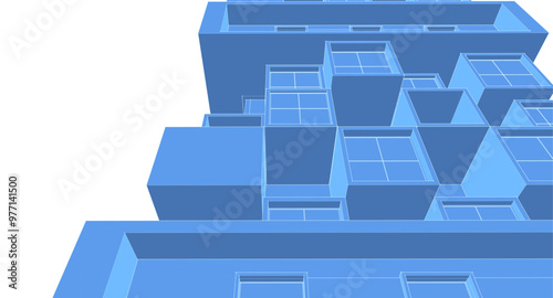 architecture modular facades 3d illustration
