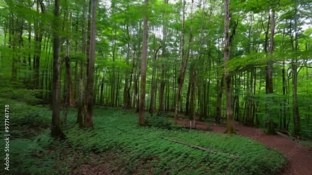 Lush Green Forest with a Path Winding Through the Trees Lush Green Forest with a Path Winding Through the Trees