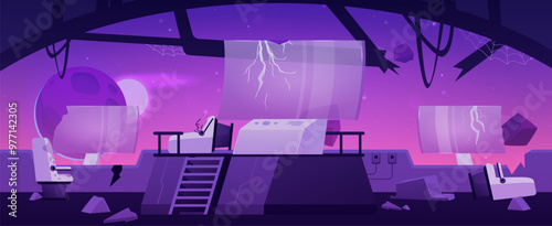Destroyed spaceship. Room interior.