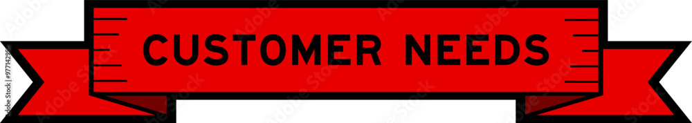 Ribbon label banner with word customer needs in red color on white background Ribbon label banner with word customer needs in red color on white background