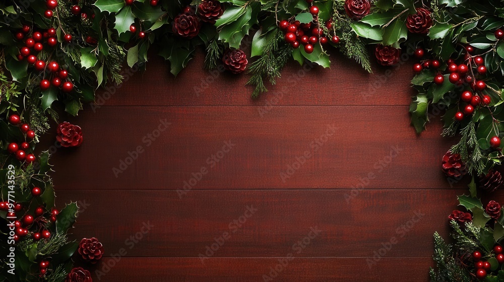 Christmas backdrop with festive decorations featuring a red and green theme, creating a classic holiday atmosphere, Christmas backdrop with festive decorations featuring a red and green theme, creating a classic holiday atmosphere,