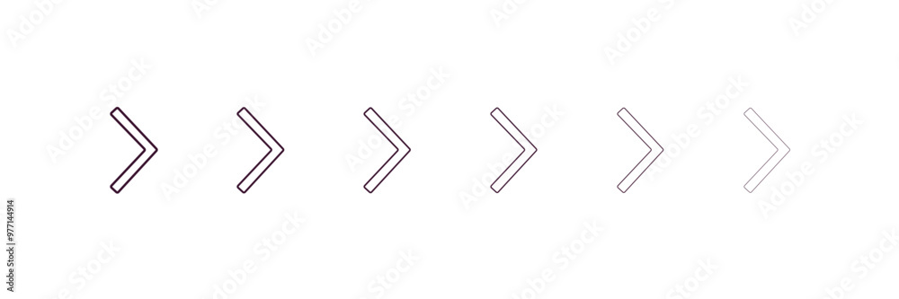 Obraz premium chevron outline icon. Linear vector from army and military concept. 6 different line style chevron icon included thin, light, regular, medium, bold, black.