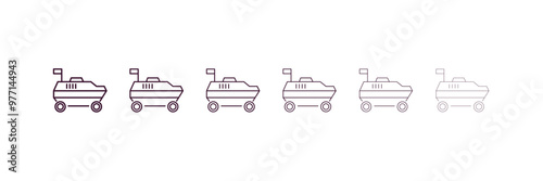 army car outline icon. Linear vector from army and military concept. 6 different line style army car icon included thin, light, regular, medium, bold, black.