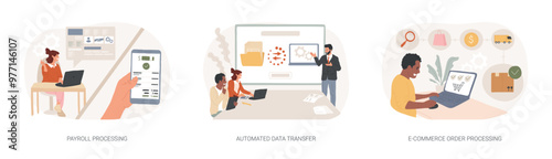 Automated business processes isolated cartoon vector illustrations se