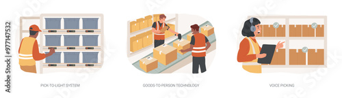 Warehousing technologies isolated cartoon vector illustrations se