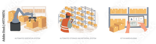 Warehousing automation isolated cartoon vector illustrations se