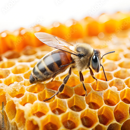 bee on honeycomb