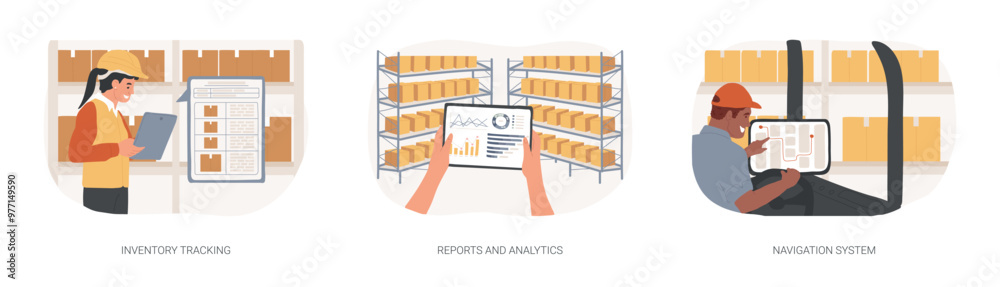 Warehouse management system isolated cartoon vector illustrations se
