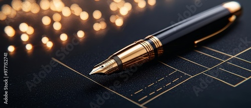 Elegant pen resting on a luxurious surface, perfect for business, writing, and creative projects with a touch of sophistication. 3D