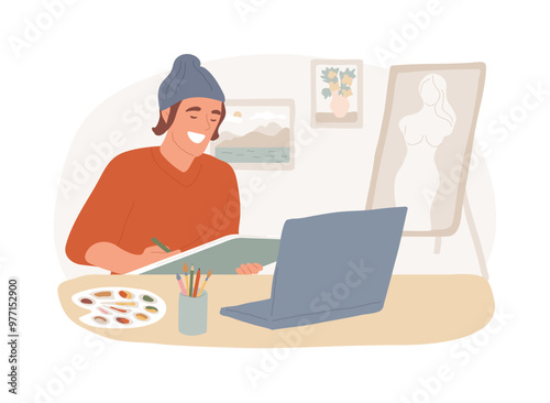 Painting classes isolated cartoon vector illustrations.