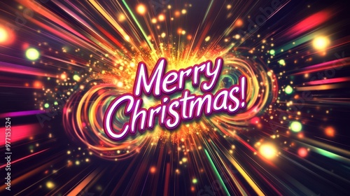 Festive Merry Christmas Greeting with Vibrant Light Explosion