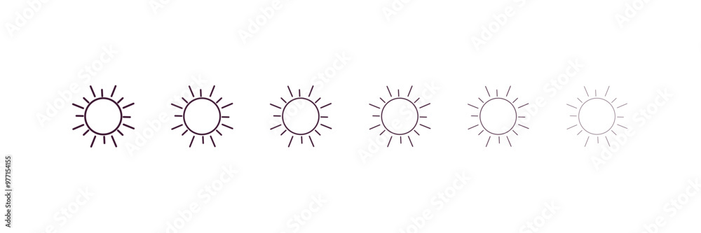 big sun shining outline icon. Linear vector from astronomy concept. 6 different line style big sun shining icon included thin, light, regular, medium, bold, black. big sun shining outline icon. Linear vector from astronomy concept. 6 different line style big sun shining icon included thin, light, regular, medium, bold, black.