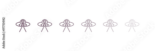alien with aqualung outline icon. Linear vector from astronomy concept. 6 different line style alien with aqualung icon included thin, light, regular, medium, bold, black.