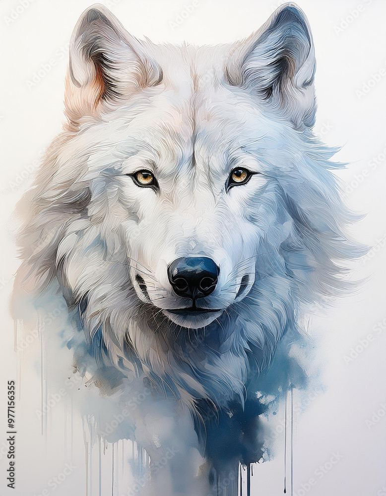  Portret Wilka w stylu akwareli. Generative AI