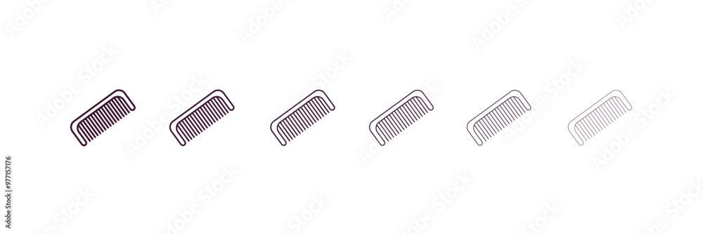 comb outline icon. Linear vector from beauty concept. 6 different line style comb icon included thin, light, regular, medium, bold, black. comb outline icon. Linear vector from beauty concept. 6 different line style comb icon included thin, light, regular, medium, bold, black.