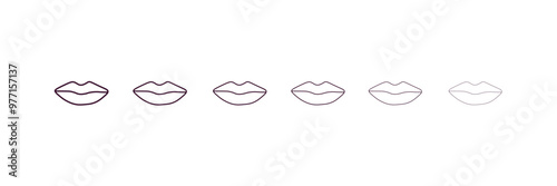 lips outline icon. Linear vector from beauty concept. 6 different line style lips icon included thin, light, regular, medium, bold, black.
