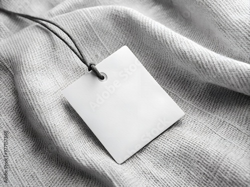 White square clothing tag, gift tag mockup. AI Generative