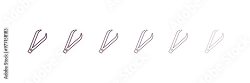 tweezers outline icon. Linear vector from beauty concept. 6 different line style tweezers icon included thin, light, regular, medium, bold, black.