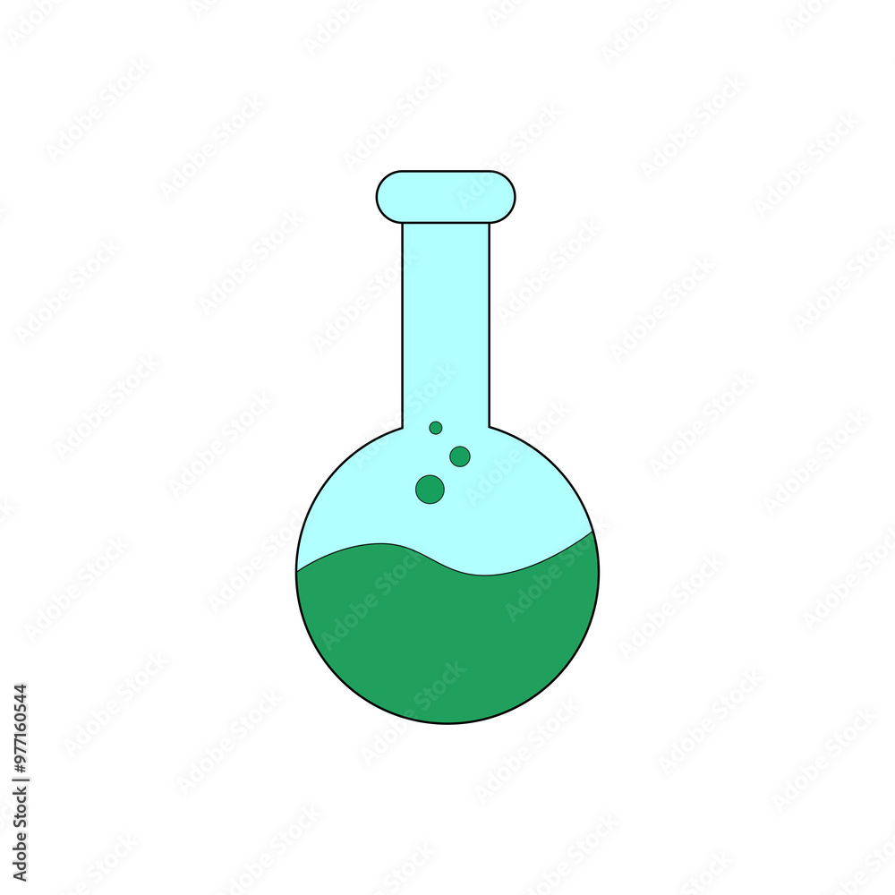 Green liquid chemical experiment. Scientific discovery in laboratory vector illustration. Green liquid chemical experiment. Scientific discovery in laboratory vector illustration.