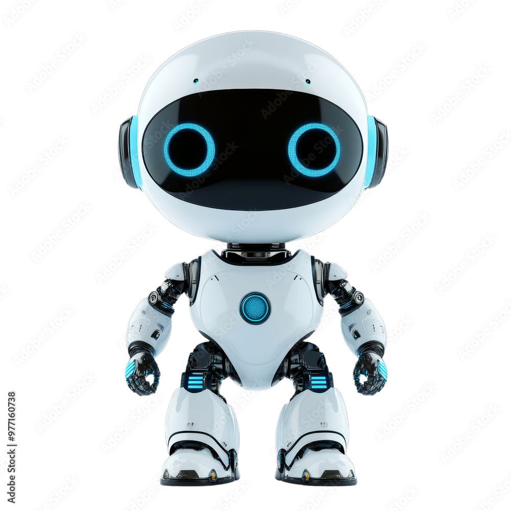 Cute friendly robot against transparent background Cute friendly robot against transparent background