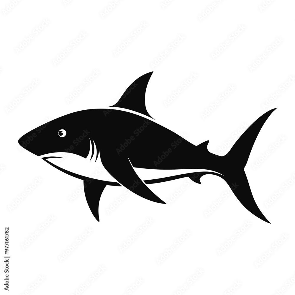 Fototapeta premium Blacktip shark silhouette vector isolated on a white background