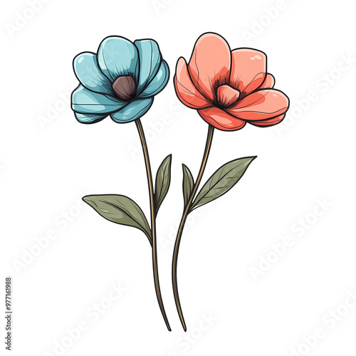 Spring Flower Illustration on transparent background, generated ai