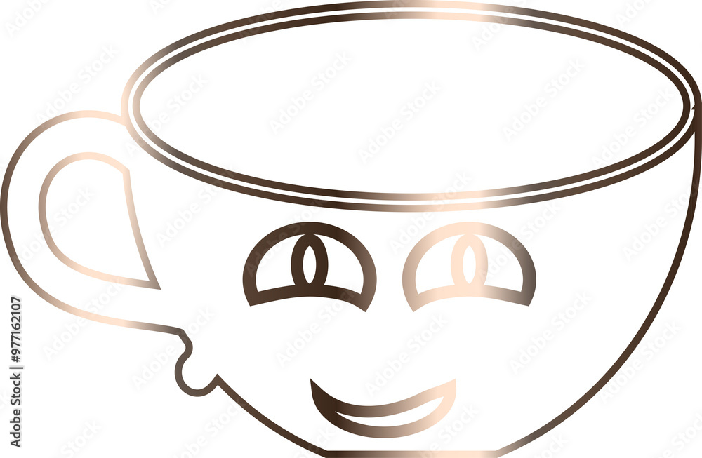 Smiling outline of a cup with big eyes. Smiling outline of a cup with big eyes.