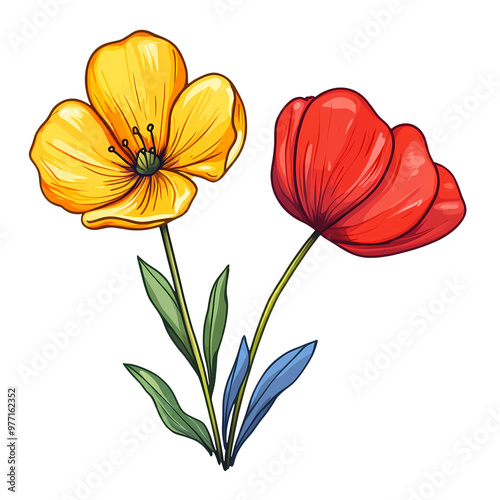 Spring Flower Illustration on transparent background, generated ai
