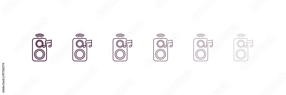 loud woofer box outline icon. Linear vector from cinema concept. 6 different line style loud woofer box icon included thin, light, regular, medium, bold, black loud woofer box outline icon. Linear vector from cinema concept. 6 different line style loud woofer box icon included thin, light, regular, medium, bold, black