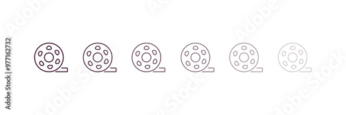 big film roll outline icon. Linear vector from cinema concept. 6 different line style big film roll icon included thin, light, regular, medium, bold, black