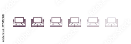 home theater outline icon. Linear vector from cinema concept. 6 different line style home theater icon included thin, light, regular, medium, bold, black