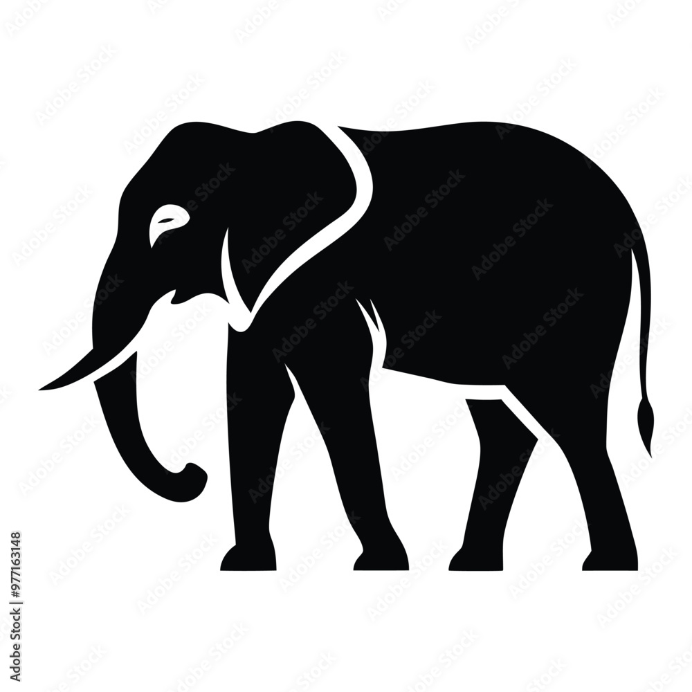 Fototapeta premium Elephant animal silhouette vector isolated on a white background
