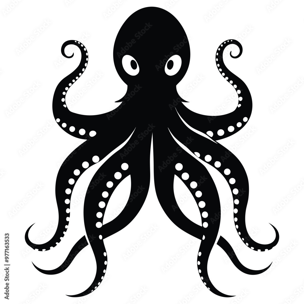 Octopus animal silhouette vector isolated on a white background Octopus animal silhouette vector isolated on a white background