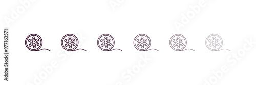 movie roll outline icon. Linear vector from cinema concept. 6 different line style movie roll icon included thin, light, regular, medium, bold, black