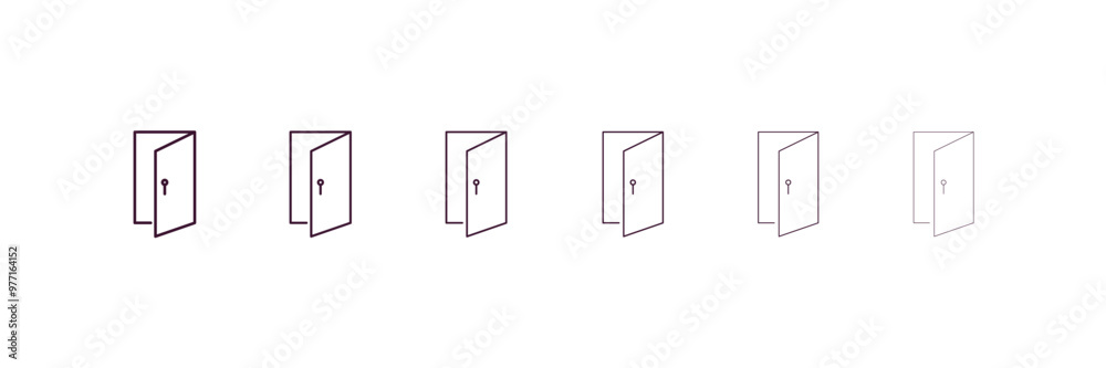 doorway outline icon. Linear vector from cinema concept. 6 different line style doorway icon included thin, light, regular, medium, bold, black doorway outline icon. Linear vector from cinema concept. 6 different line style doorway icon included thin, light, regular, medium, bold, black