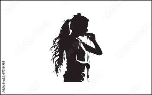 A set of high quality silhouette pop singer, country music, rock star and hiphop rapper artist vocal