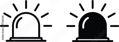 Emergency Siren Vector Icon - Alarm and Alert Vector Illustration in Black and White for Safety, Security, and Emergency Response Graphics